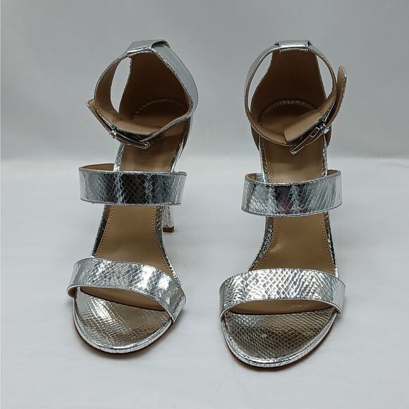 Michael Michael Kors Amal High Heel Shoes Womens 9M Silver Metallic Sandals - Picture 3 of 14